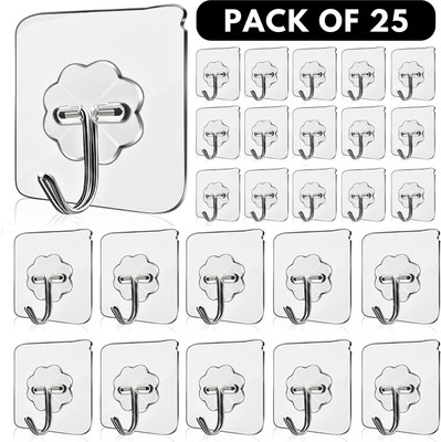 KYASO 5.5 cm Multi Purpose sticky transparent hook Stickers PINx25.22 Self Adhesive Sticker(Pack of 25)