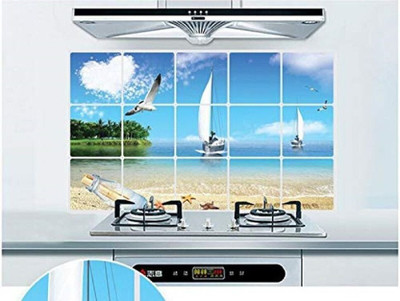 Flipkart SmartBuy 75 cm Red Flower With Music Instrument Oil Proof Kitchen Wall Sticker(75 CM x 45 CM ) Self Adhesive Sticker(Pack of 1)