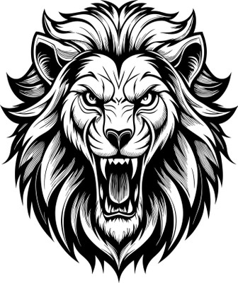 uma 14.5 cm Lion Black Color Aggressive Semitransparent Self Adhesive Sticker(Pack of 1)