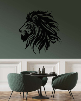 Xskin 27 cm Lion Head In Profile Silhouette Self Adhesive Sticker(Pack of 1)