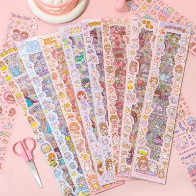 Giftiya 8 inch KAWAII CUTE ANIMI STICKERS FOR DIY CRAFT CARTOON STICKERS Self Adhesive Sticker(Pack of 20)
