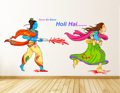 MIIKOR 120 cm Holi | Non-Reusable Stickers Self Adhesive Sticker(Pack of 1)
