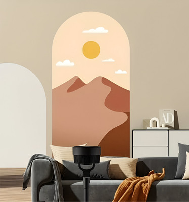 S3DESIGN 37 cm Boho Mountain Landscapes Self Adhesive Sticker(Pack of 1)