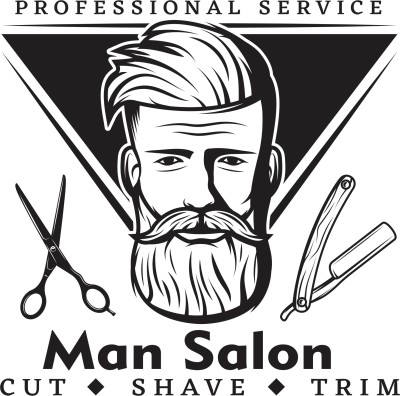 SAI DESIGNS 99 cm cut_shave_trim_man salonwall sticker man salon sticker(58x58) Self Adhesive Sticker(Pack of 1)