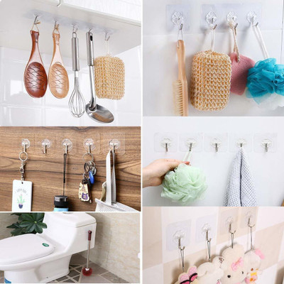 DITCAFOS Adhesive Hooks Rust/Water Proof for Home/Kitchen/Bathroom/Office PINx10.330 Hook 10(Pack of 1)