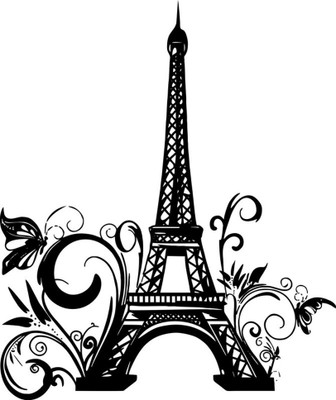 Vijaya enterprises 50 cm Eiffel Tower With Buterfly And Flower Black White Wall Sticker Size (50x61 cm ) Self Adhesive Sticker(Pack of 1)