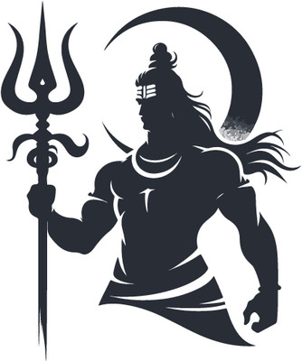 CreativeEdge 60 cm lord shiva with trishul Self Adhesive Sticker(Pack of 1)