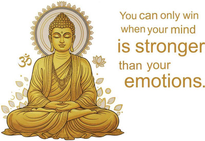 HEAVEN ART 100 cm peaceful Gotham Buddha wall sticker for home decoration spiritual room Self Adhesive Sticker(Pack of 1)