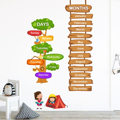Decal O Decal 120 cm Days And Months Name For Kids Self Adhesive Sticker(Pack of 1)