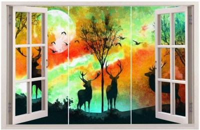 AY FASHION 60.96 cm 3D Wall Window Decal Stickers, PVC Self Adhesive Vinyl Wall Poster for Living Room, Hall, Play Room, Bedroom, Kitchen, Office(24 x 36 Inch)_WW0133 Self Adhesive Sticker(Pack of 1)