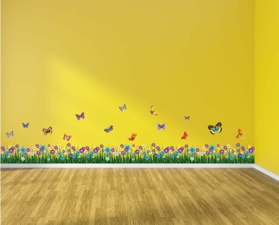 Flipkart SmartBuy 58 cm Butterflies with Grass Wall Sticker Size- 58 cm x 53 cm Self Adhesive Sticker(Pack of 1)