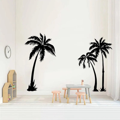 Xskin 110 cm Set Of 3 150cm wide Palm Tree Summer Beach Self Adhesive Sticker(Pack of 1)