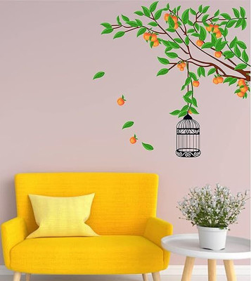 BPARTS 12 inch decorative abstract tree and cages wall sticker for hhome decor Reusable Sticker(Pack of 1)