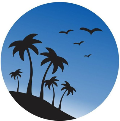 Volxo 140 cm Designable “Blue Sky & Coconut Tree” Decorative Wall Sticker For Home &Office Self Adhesive Sticker(Pack of 1)