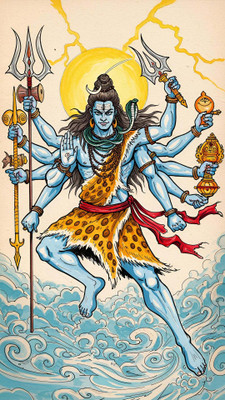 swaroopa 16.5 inch Shiv Shankar Sticker Self Adhesive Sticker(Pack of 1)