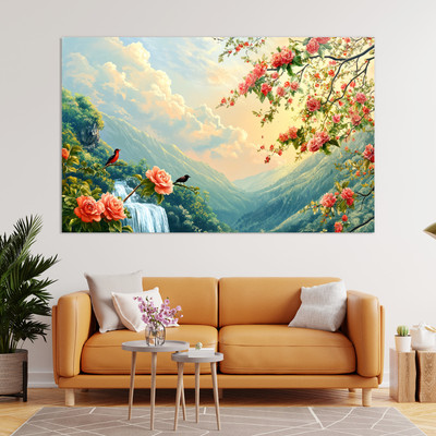 WallDaddy 100 cm Wallpaper For Walls Rose Valley-2Pc Wall Stickers For Bedroom Wall Posters Big Self Adhesive Sticker(Pack of 2)