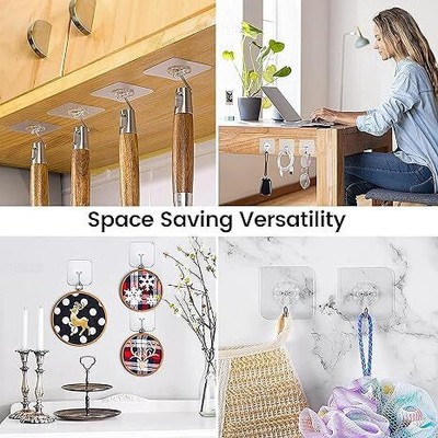 Shreejee 5 cm PLASTIC 25 Pcs Self Adhesive Wall Hooks, Heavy Duty Sticky Hooks for Hanging Self Adhesive Sticker(Pack of 25)