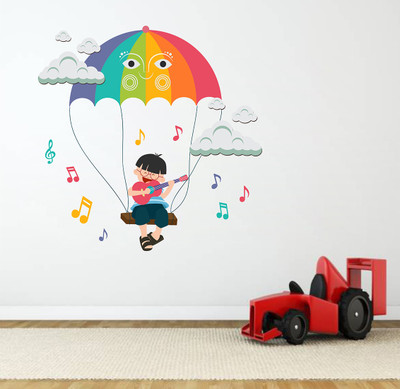 DECORSCART 70 cm Singing Kid | Non - Reuseable Sticker Self Adhesive Sticker(Pack of 1)