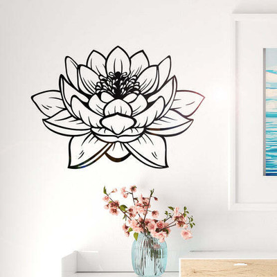 SnappyVinyl 27 cm Lotus Flower Self Adhesive Sticker(Pack of 1)