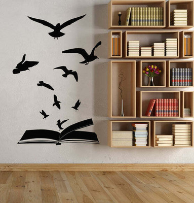 Xskin 27 cm Open Book Flock Of Birds Self Adhesive Sticker(Pack of 1)
