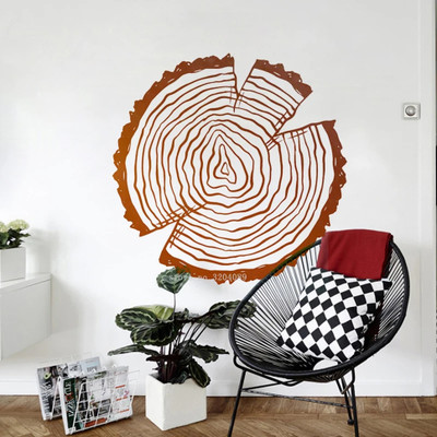 SnappyVinyl 42 cm Water wave pattern Nature Tree Annual ring Self Adhesive Sticker(Pack of 1)