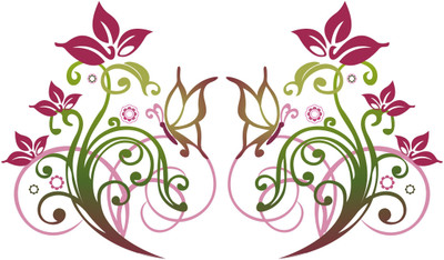 Epithet Studio 53 cm Decorative Floral Branch With Butterfly Wall Sticker Self Adhesive Sticker(Pack of 1)