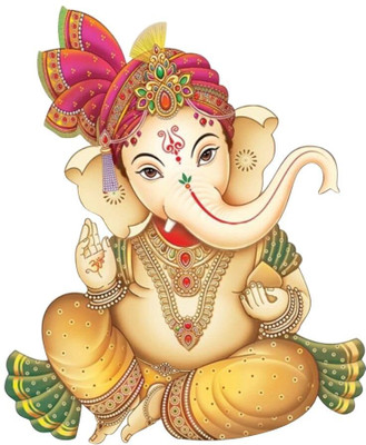 Asmi Collections 40 cm Beautiful God Ganesha Self Adhesive Sticker(Pack of 1)