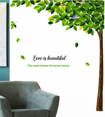 Decal O Decal 70 cm Green Leaves Tree Self Adhesive Sticker(Pack of 1)