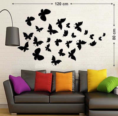 Zampyy 120 cm Butterfly House| Wall Stickers |PVC Vinyl| Non-Reusable Sticker | Self Adhesive Sticker(Pack of 1)