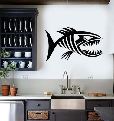 SnappyVinyl 33 cm Marine Ocean Sea Art Horror Fish Self Adhesive Sticker(Pack of 1)