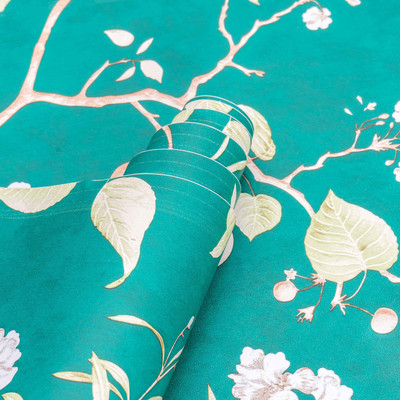 Wallmonks 1000 cm Floral Forest Green Wallsticker for walls | 45cm x 1000cm - Covers 48.5 sq.ft Self Adhesive Sticker(Pack of 1)