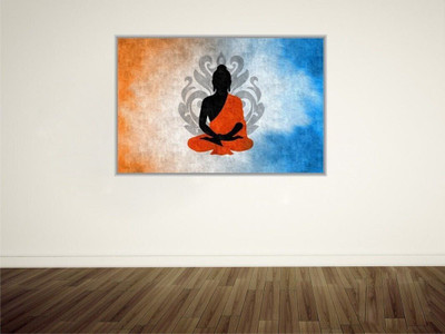parth decor 75 cm buddha with lotus flower Wall Sticker Self Adhesive Sticker(Pack of 1)
