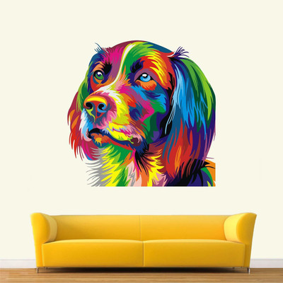 stylishdecor 60 cm m...dog of colour Self Adhesive Sticker(Pack of 1)