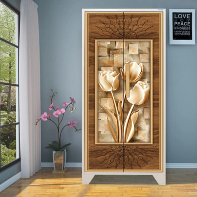 Shree Shyam 213 cm 3D Embossed Royal Flower Almirah wallpaper Self Adhesive Sticker(Pack of 1)