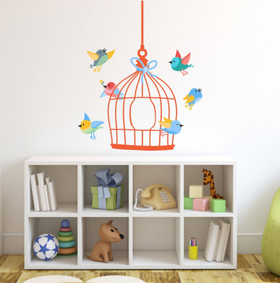 Keliko 70 cm Bird nest |Wall Stickers | PVC Vinyl | Non-Reusable Sticker | Self Adhesive Sticker(Pack of 1)