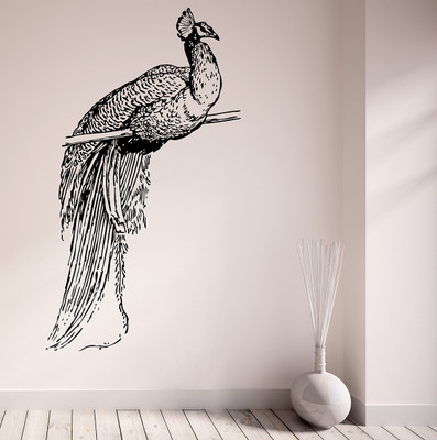 Wallzone 100 cm Peacock Removable Sticker(Pack of 1)