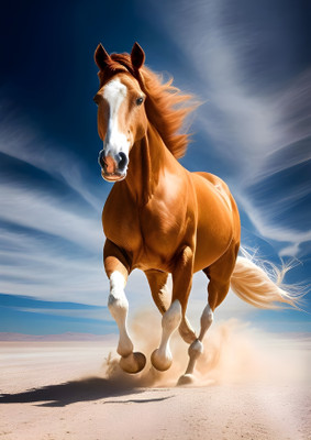 Dumdic 30 cm Nice White Mixed and Brown Horse Running A4 Strong Self-Adhesive Sticker Self Adhesive Sticker(Pack of 1)