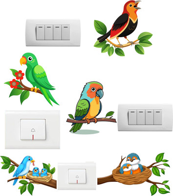 TILKOR 19 inch FLOWER Switch Board Transparent Sticker for home and office Self Adhesive Sticker(Pack of 5)