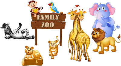 Hanu 100 inch Zoo | Non-Reusable Sticker Self Adhesive Sticker(Pack of 1)