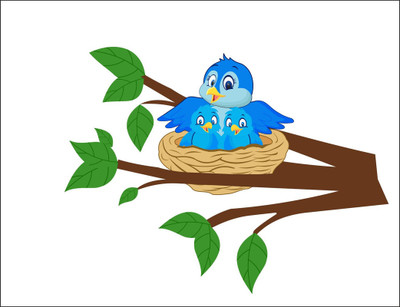 Nirmal Decoar 83 cm Happy birds family wall sticker size (91x69 cm) Self Adhesive Sticker(Pack of 1)