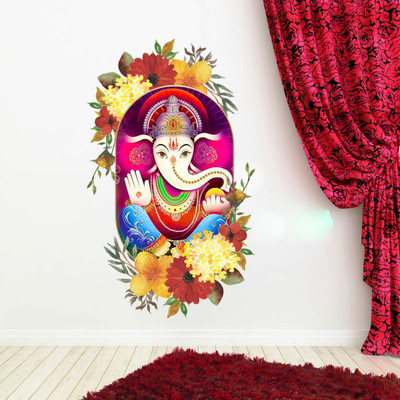 DivineDesigns 46 cm Shree Ganesh Wall Sticker Self Adhesive Sticker(Pack of 1)