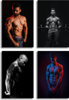 RKDECOR 30.48 cm Bodybuilder Motivational Poster For Room Gym Wall Decor A3 (Size 12x18 Inch)D59 Removable Sticker(Pack of 4)
