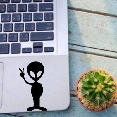 SnappyVinyl 7 cm alien Self Adhesive Sticker(Pack of 1)