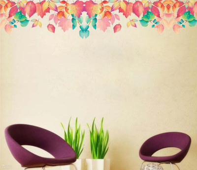 Aashrut decor 35 cm Floral Hanging Design Wall Sticker (35 cm x 182 cm) Self Adhesive Sticker(Pack of 1)