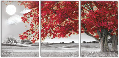 Ordershock 18 inch Modern Nature Painting with Moonlight and Autumn Scenery Self Adhesive Sticker(Pack of 3)