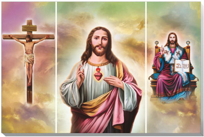 surmul 18 inch Jesus Framed Art for Blessings Of Jesus Religious Wall Poster Christian Self Adhesive Sticker(Pack of 1)