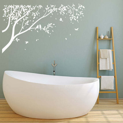 SnappyVinyl 27 cm Birds On Tree Branch Self Adhesive Sticker(Pack of 1)