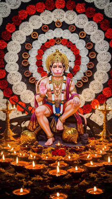 swaroopa 16.5 inch Hanuman ji Sticker Self Adhesive Sticker(Pack of 1)