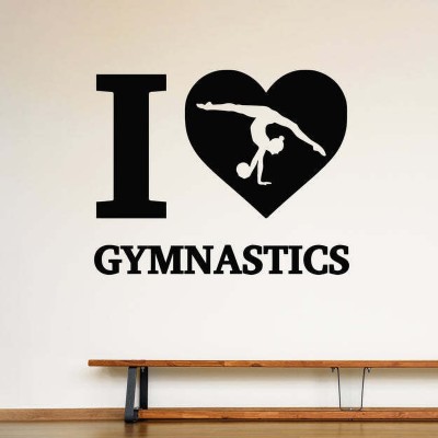 SnappyVinyl 33 cm Love Gymnastics Logo Gymnasts Self Adhesive Sticker(Pack of 1)