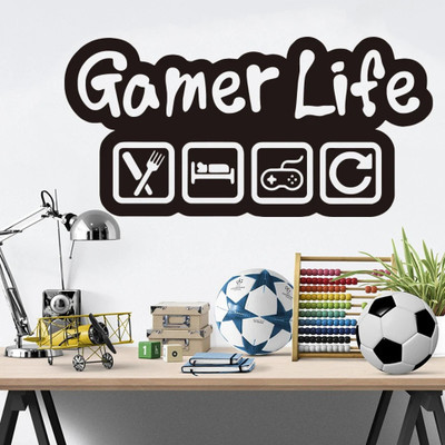 SnappyVinyl 70 cm Gamer Eat Sleep Game Controller Self Adhesive Sticker(Pack of 1)